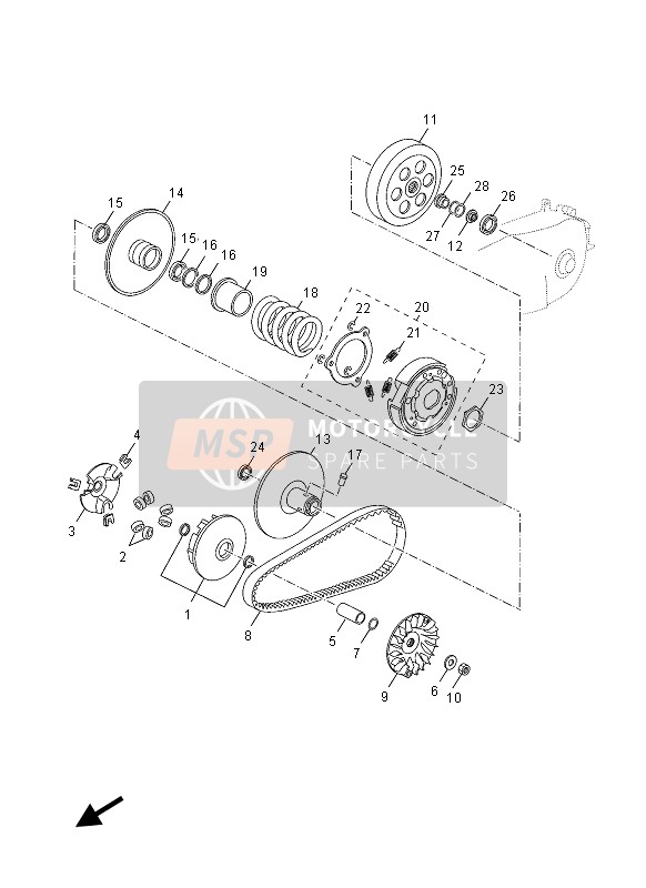 Yamaha YP125RA 2013 Embrague para un 2013 Yamaha YP125RA